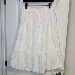 Banana Republic White Tiered Midi Skirt